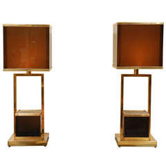 Pair Of Fantastic Brass And Acrylic Table Lamps