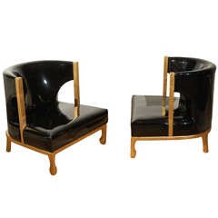 Pair Of Hollywood Regency Lounge Chairs