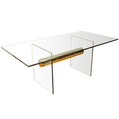 Glass And Brass Pace Dining Table