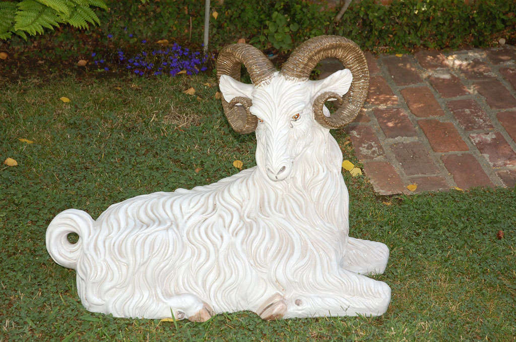 1960's Lifesize Italian Glazed Ceramic Ram