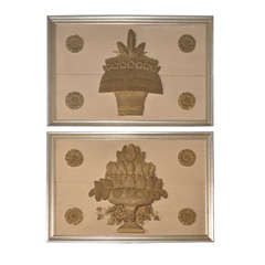 Antique Pair of Framed Panels with Carved Appliques / Ornament