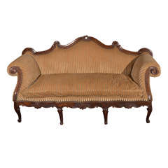 Italian Walnut Hand-Carved Sofa