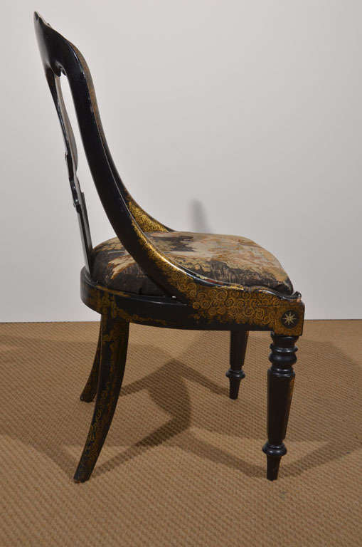 Black Lacquer and Gilt Papier Mache Chair 1