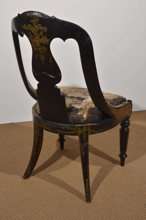 Black Lacquer and Gilt Papier Mache Chair 2
