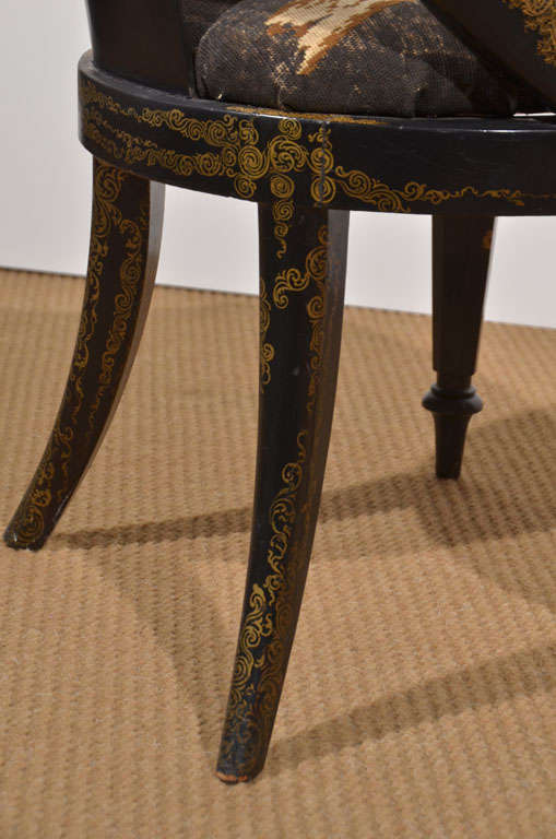 Black Lacquer and Gilt Papier Mache Chair 3