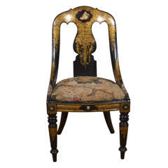 Black Lacquer and Gilt Papier Mache Chair