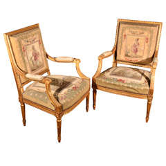 Pair of Louis XVI Style Fauteuils