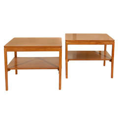 Vintage Pair of Walnut Side Tables