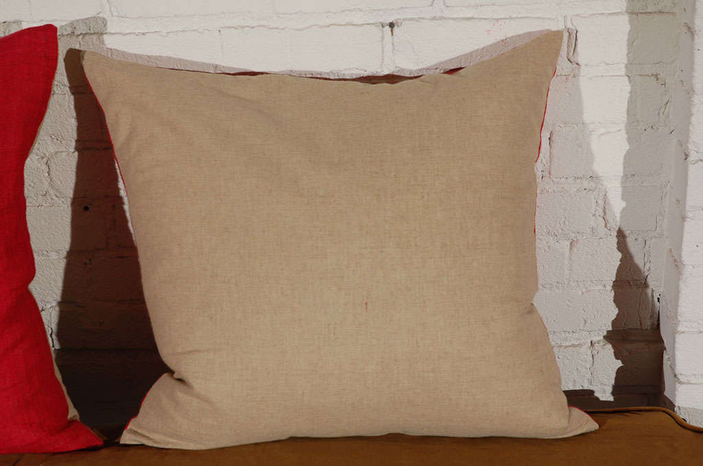 Mid-20th Century Vintage Hemp Fabric Pillow