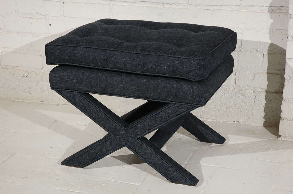 Upholstered X Base Stool at 1stdibs
