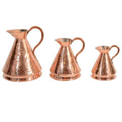 Set of 3 Graduated Copper "Harvest" Jugs, England, 19th Century