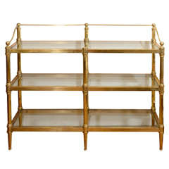 Three tier brass and glass etegere