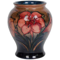 Retro Rare, 1934, William Moorcroft Pottery, Vase, "Freesia" Pattern, Flambe Glaze