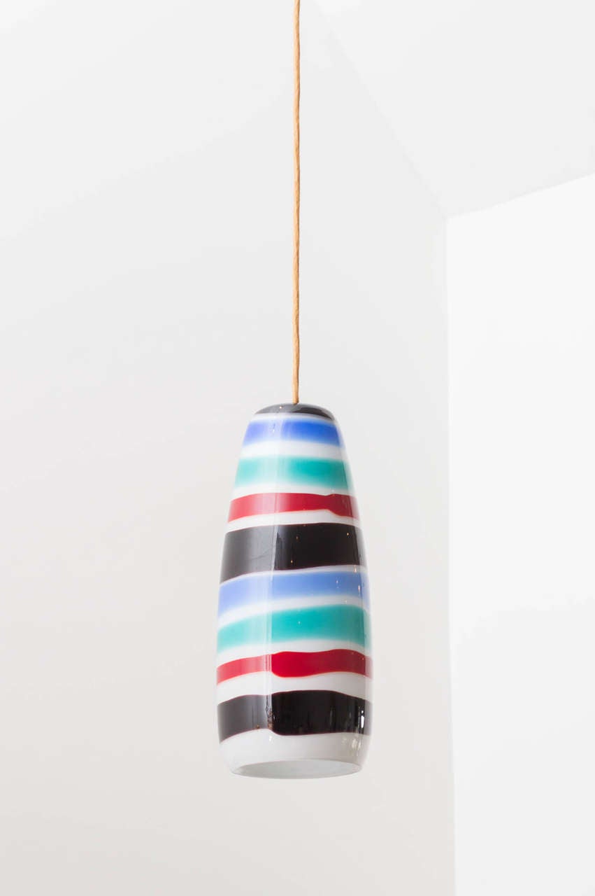 Beautiful striped glass pendant by Massimo Vignelli for Venini