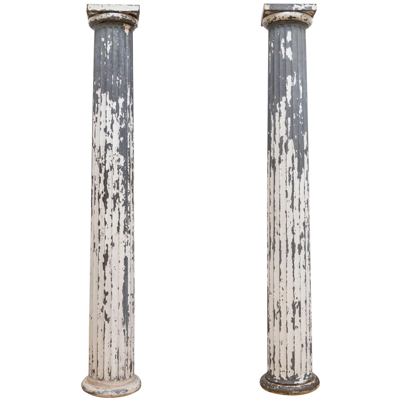 Pair of Beautifully Distressed Metal Doric Columns