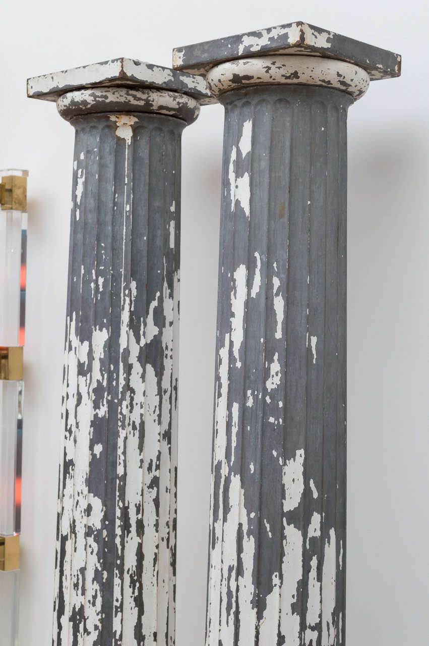 Pair of Beautifully Distressed Metal Doric Columns 3