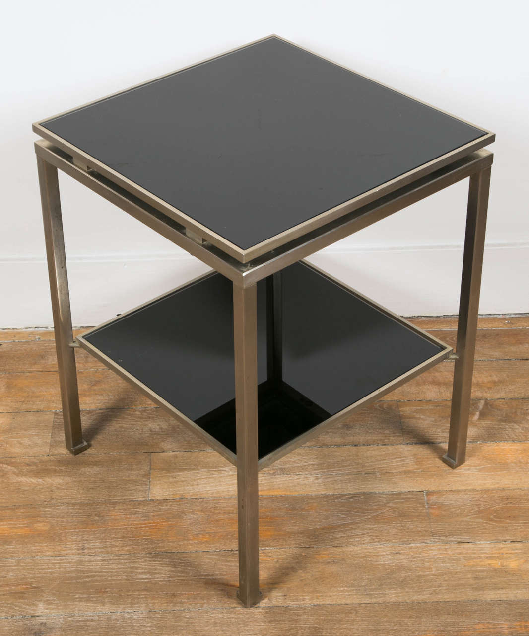 Mid-20th Century Pair of Two Tier Steel Tables by Guy Lefevre