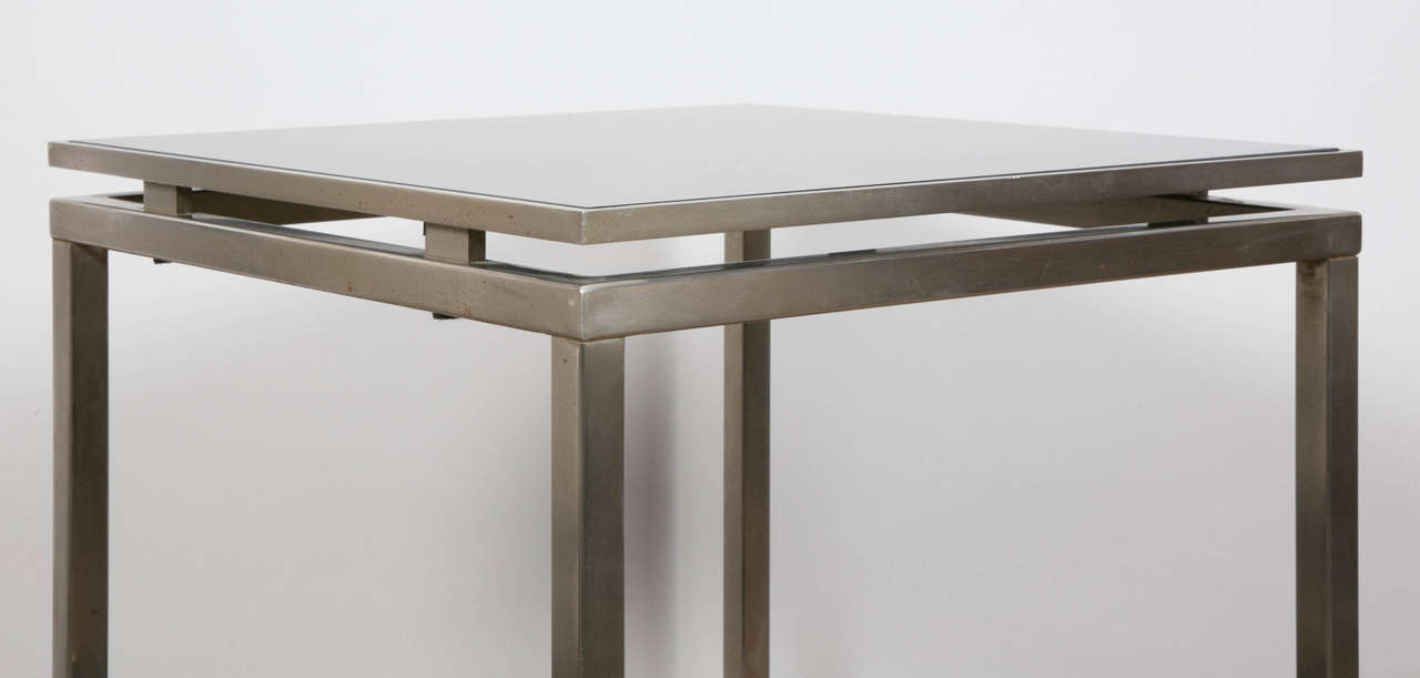 Pair of Two Tier Steel Tables by Guy Lefevre 1