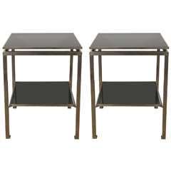 Pair of Two Tier Steel Tables by Guy Lefevre