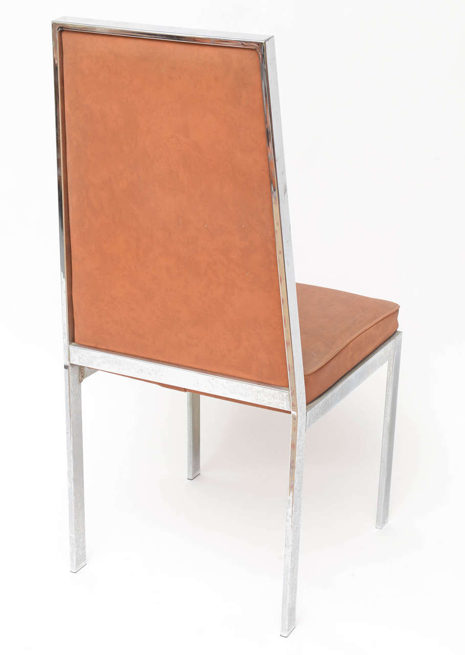Milo Baughman for Thayer Coggin Chrome Dining Chairs, Set of Six, USA, 1970s In Good Condition In Miami, FL
