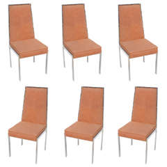 Milo Baughman for Thayer Coggin Chrome Dining Chairs, Set of Six, USA, 1970s 1