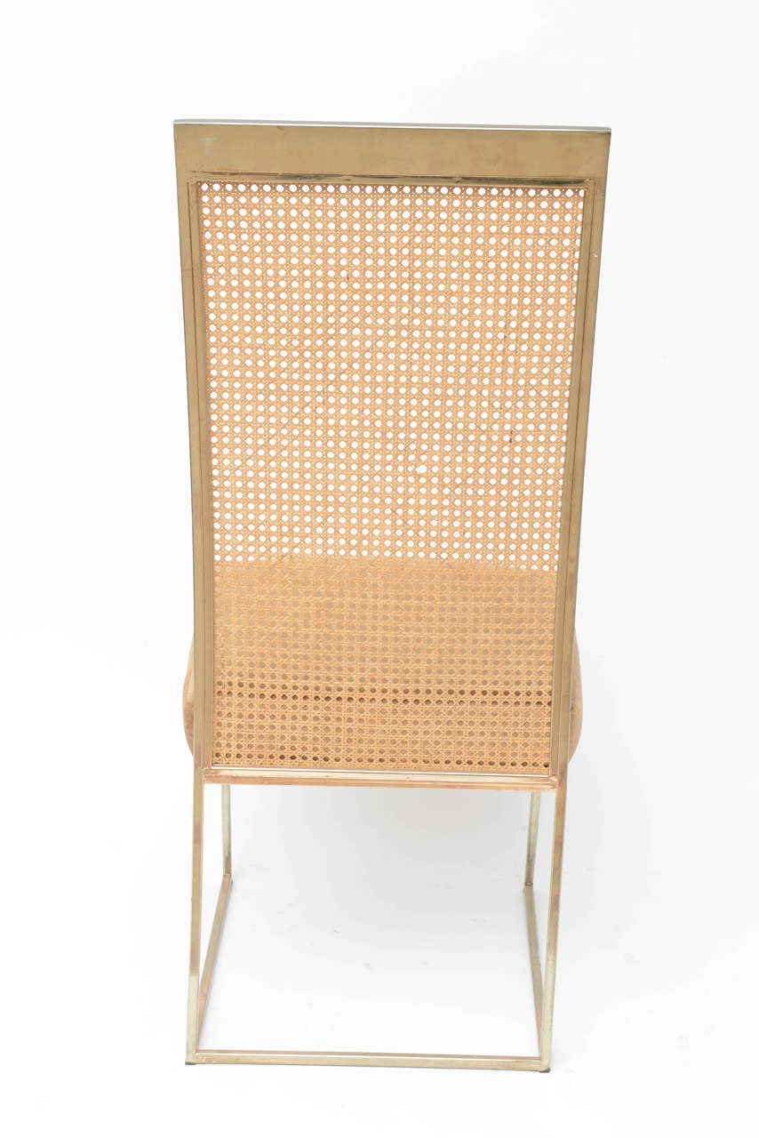 Pair of Milo Baughman Cane and Brass Chairs, USA, 1970s 1