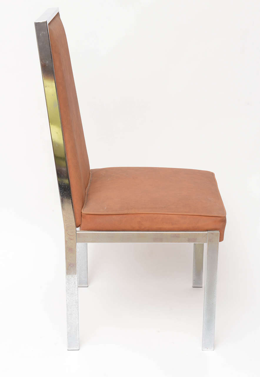 Milo Baughman for Thayer Coggin Chrome Dining Chairs, Set of Six, USA, 1970s at 1stDibs