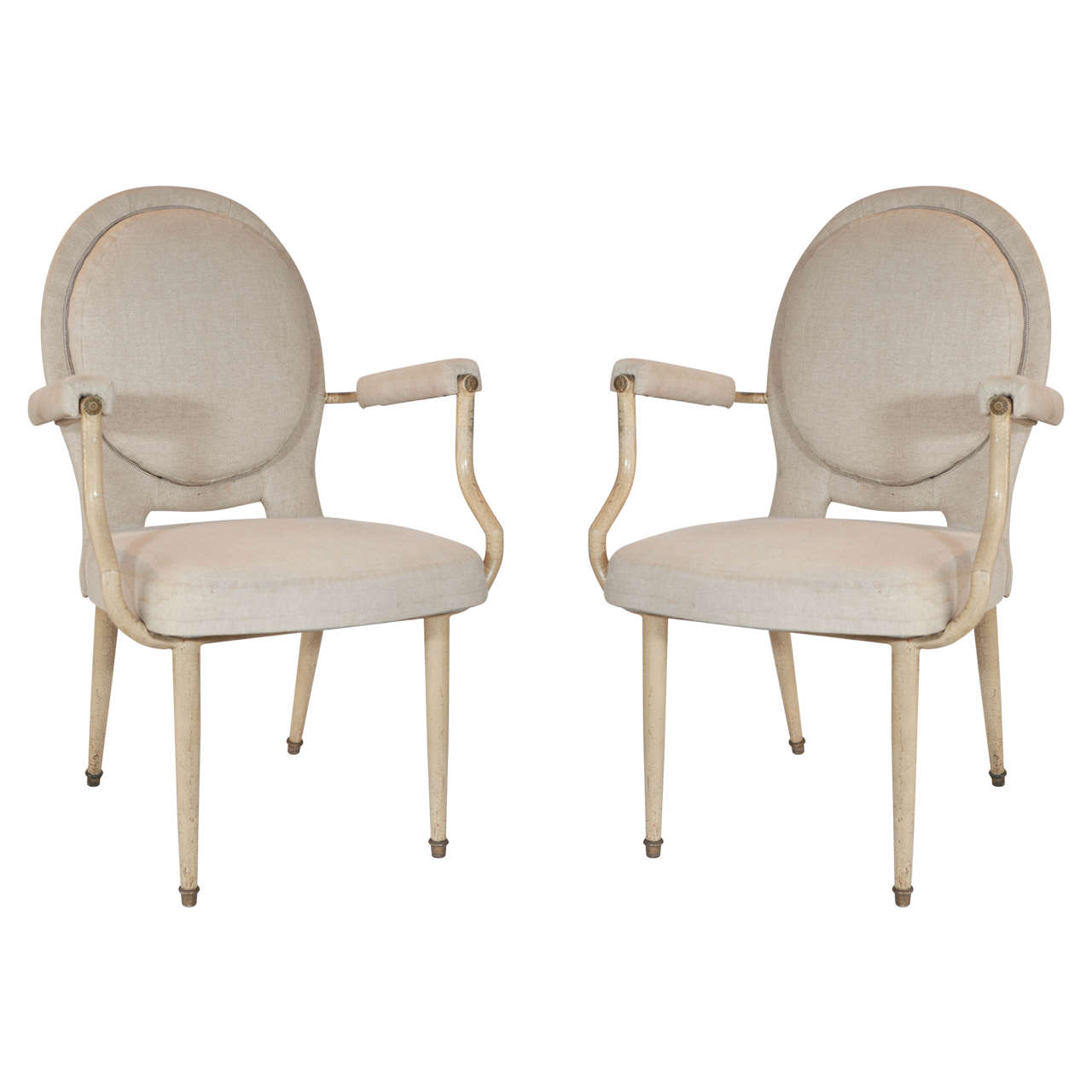 Pair of 20th Century French Neoclassical Style Bergere Chairs For Sale