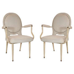 Pair of 20th Century French Neoclassical Style Bergere Chairs