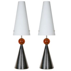 Vintage Pair of Lamps with Opaline Shade