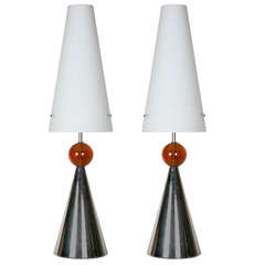 Pair of Lamps with Opaline Shade 2