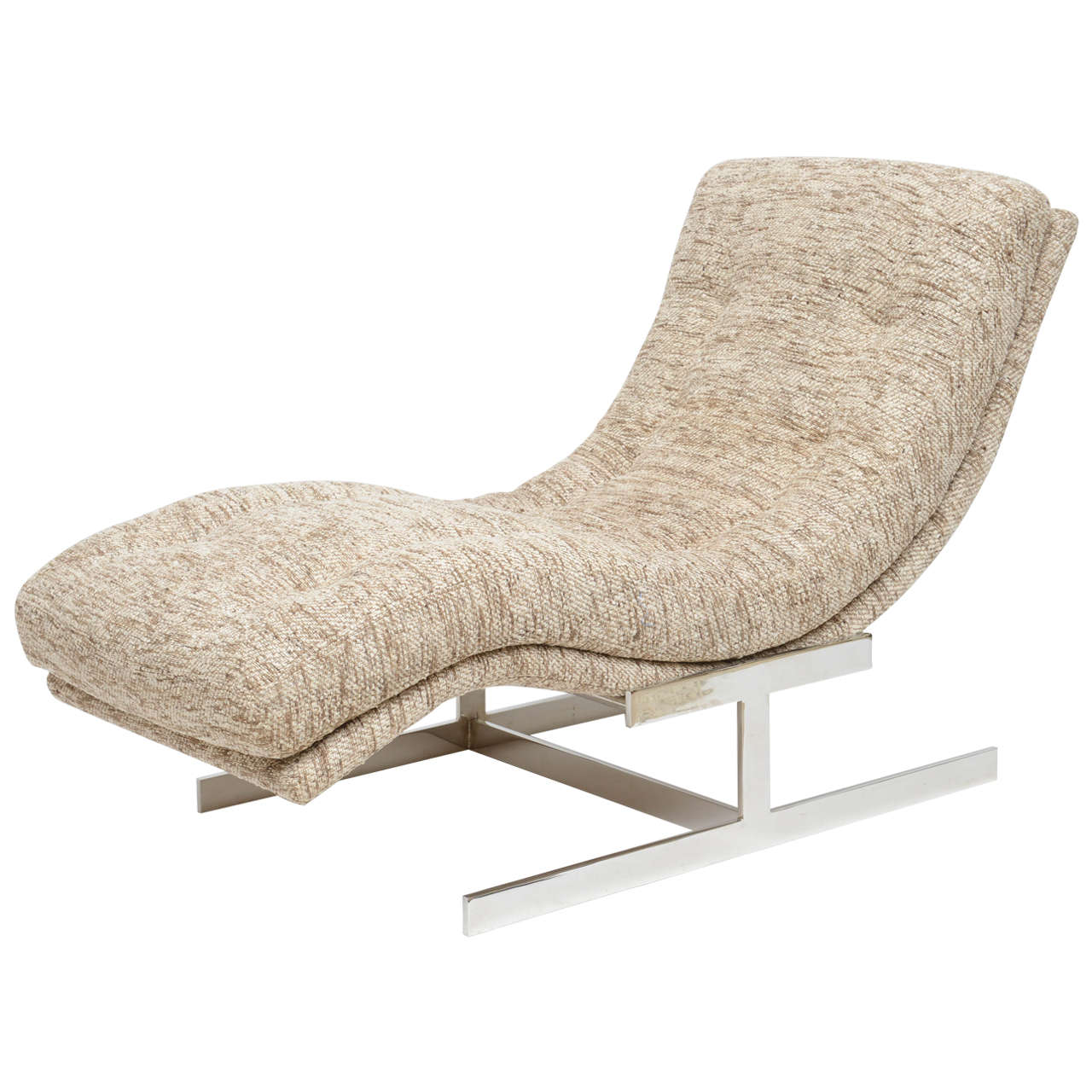 Milo Baughman Wave Chaise Longue Upholstered in Raw Silk