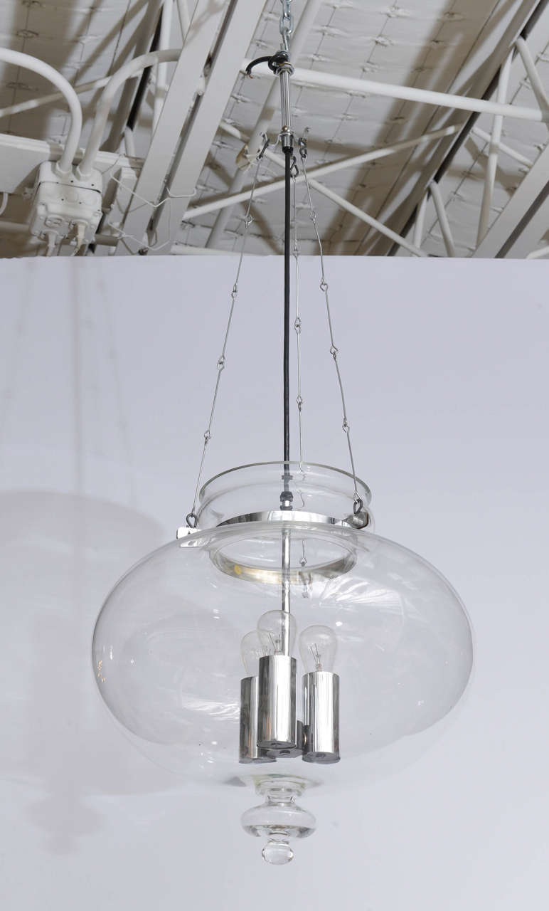Chrome and Glass Lanterns by Limburg (One Remaining) at 1stDibs