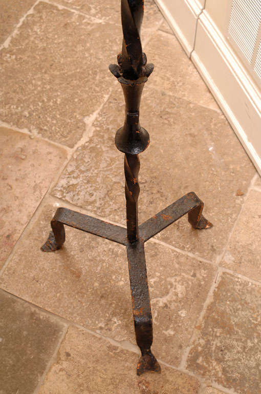Spanish Cast Iron Candelabra with Triangular Top For Sale 1