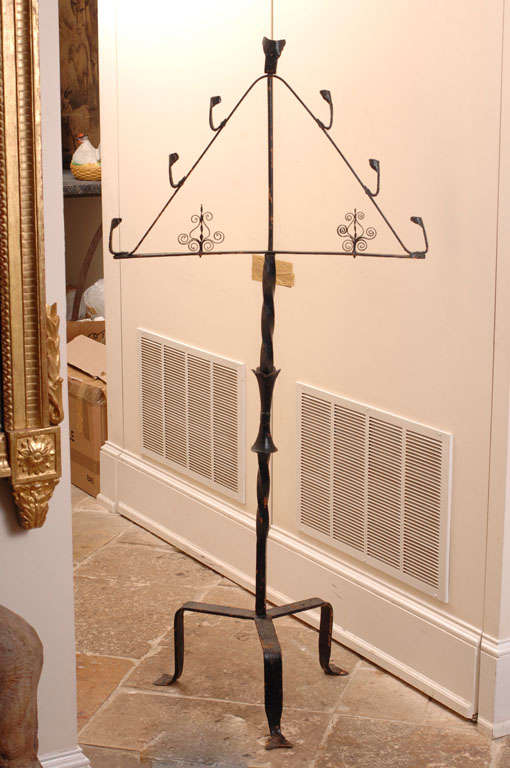 Spanish Cast Iron Candelabra with Triangular Top For Sale 2