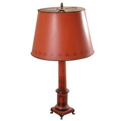 Red And Black Tole Table Lamp with Tole Lamp-Shade