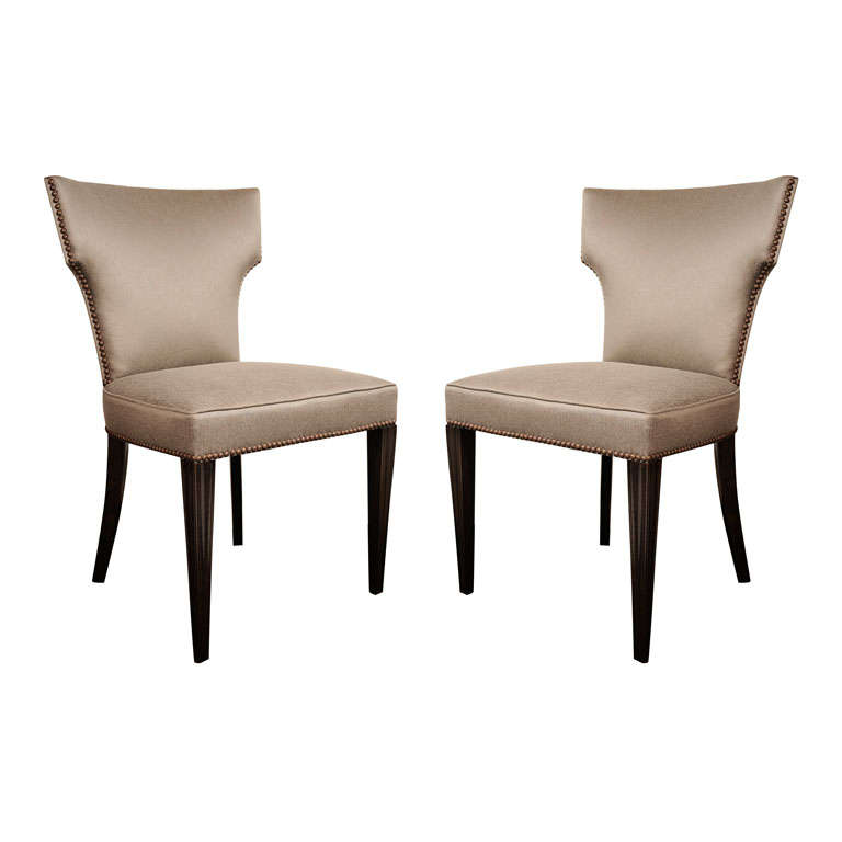 Set of Six 1940
s Hollywood Dining Chairs w/ Shield Back Design