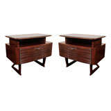 Pair of Italian Modernist End Tables/Night Stands in Mahogany