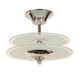 Art Deco Two Tier Frosted Glass and Nickeled Chandelier