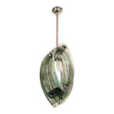 Fontana Arte Smoked and Green Glass Pendant Chandelier