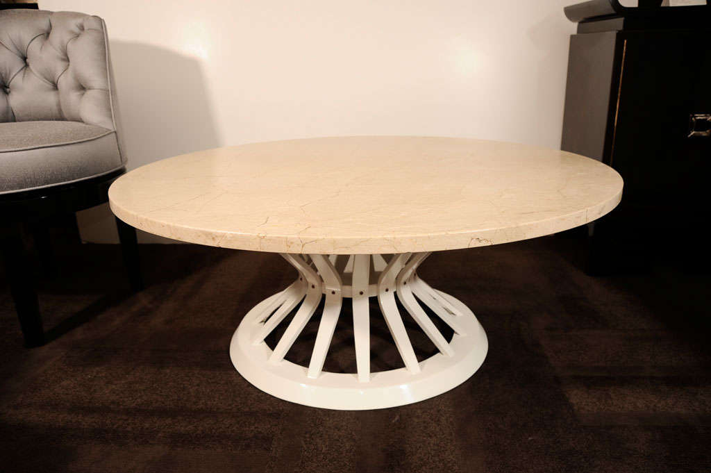 Travertine Top Cocktail Table by Edward Wormley for Dunbar 1