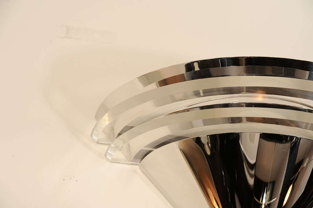Pair of Mid-Century Modernist Saturn Sconces in Chrome and Lucite by Lorin Marsh For Sale 1