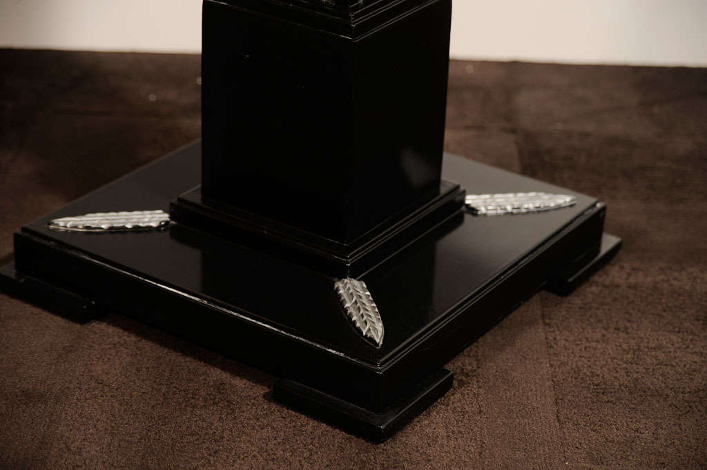 Mid-20th Century Pair of Occasional Tables in Ebonized Mahogany with Pedestal Bases by James Mont