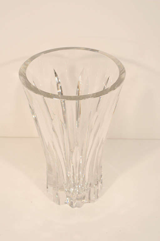 French Modernist Cut Crystal Vase by Sevres