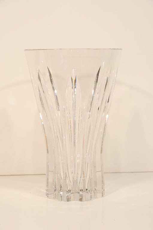 20th Century Modernist Cut Crystal Vase by Sevres
