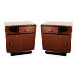 Pair of Art Deco End Tables in Bookmatched Burled Elm & Walnut