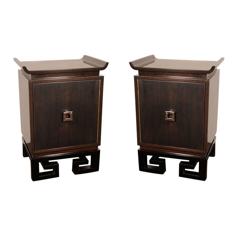 Pair of Modernist Asian Inspired End Tables/Night Stands