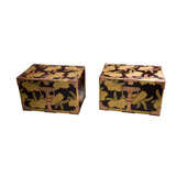 Pair 19th Century Japanese Lacquered Kimono Boxes