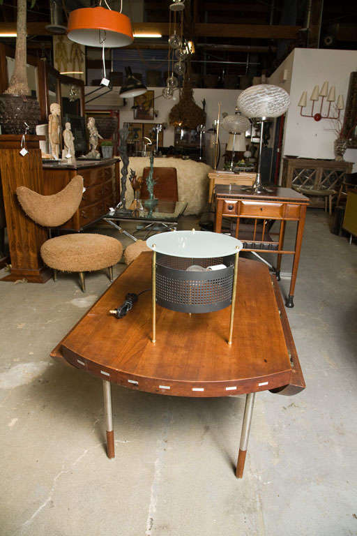 Round Glass and Perforated Metal 3-leg Table Lamp