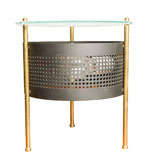 Round Glass and Perforated Metal 3-leg Table Lamp